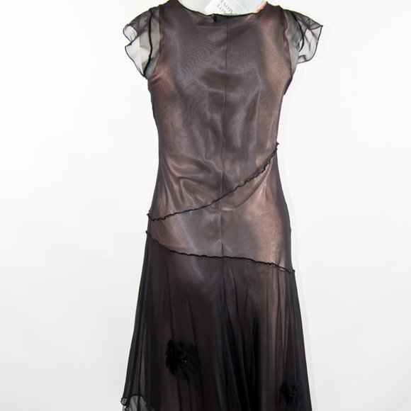 Women Illusion Sheer Dress Black Nude Cocktail Party S/M - Picture 5 of 9